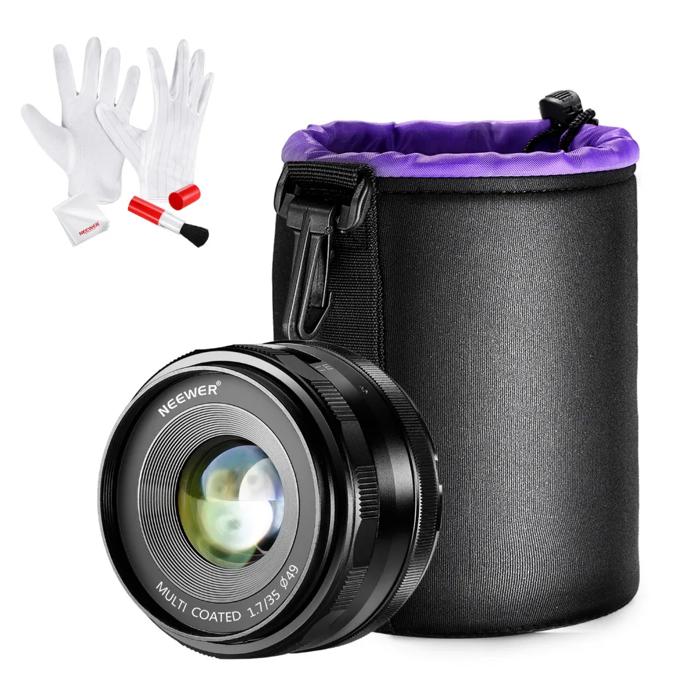 Neewer 35mm f/1 7 ручная фокусировка премьер фиксированный объектив с чехол для