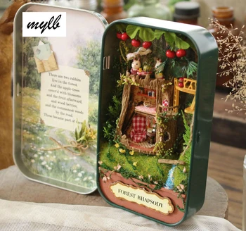 

drop shipping Mini Doll House Toy Diy miniature 3D Wooden Dollhouse miniatura Furniture House Doll Gift Theatre for gift