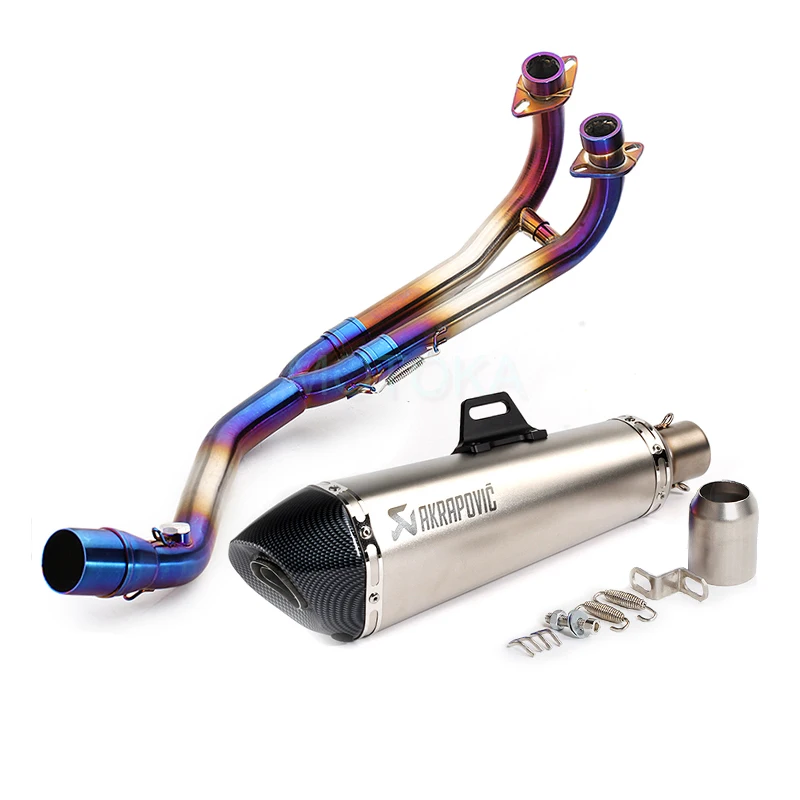 

Motorcycle TMAX530 TMAX500 Akrapovic Exhaust Muffler Full Complete System Slip-On Carbon Tip Tube Silencer Dual Nose Tip Exhaust
