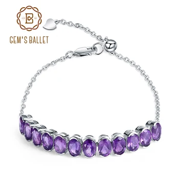

GEM'S BALLET 9.78Ct Natural Amethyst Adjustable Bracelet 925 Sterling Silver Gemstone Bracelets&bangles For Women Fine Jewelry