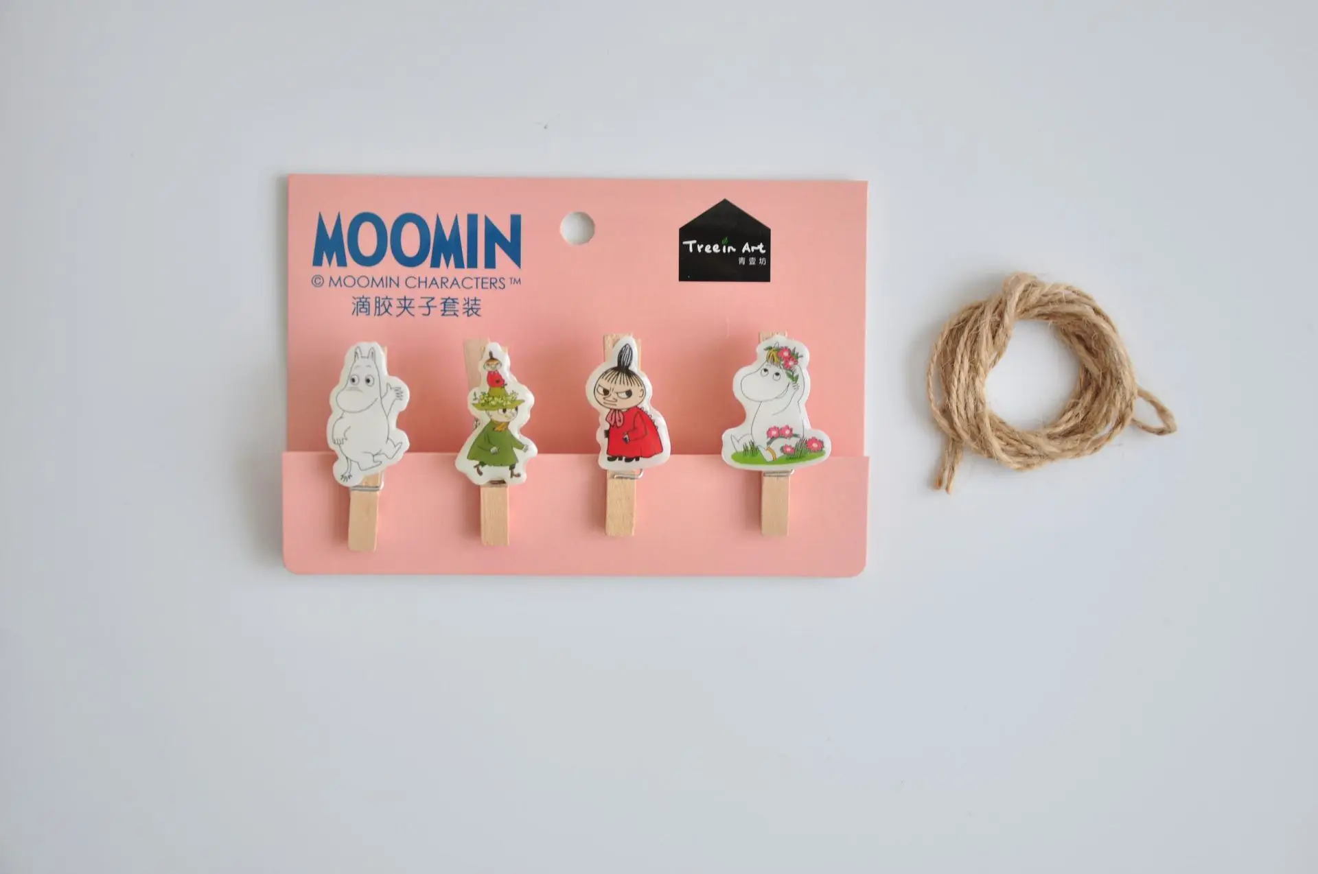Creative Moomin Series Wooden Photo Clip with Hemp Rope Wall Decoration Message Clip Wedding Decoracion De Fiestas Y Eventos 