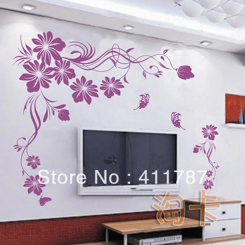 adhesive Free Shipping tv sofa furnishings aesthetic flower vine Home