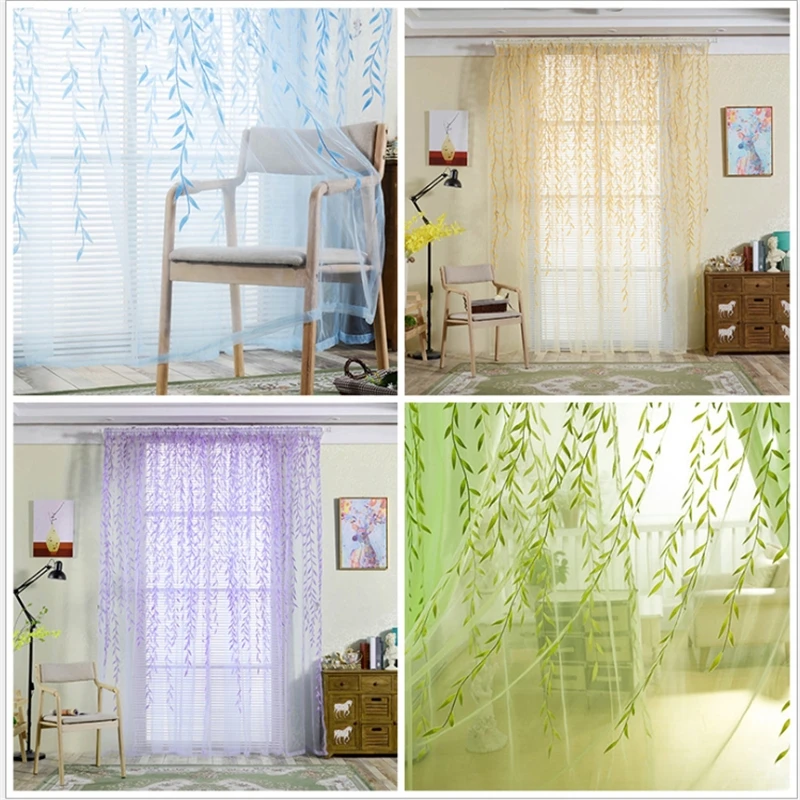M J D 100x200cm 140x240cm Willow Leaf Tulles Window Sheer Curtains M J D 100x200cm 140x240cm Willow Leaf Tulles Window Sheer Curtains For Living Room Bedroom Kitchen Curtain In From Home Garden On
