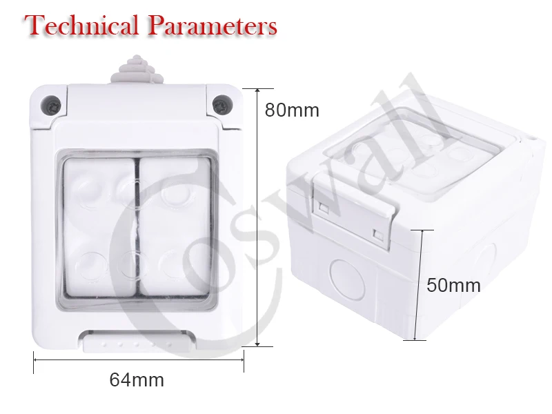 Coswall CE сертификация IP44 уровень водонепроницаемый пыленепроницаемый наружный настенный выключатель 2 комплекта Переключатель ВКЛ/ВЫКЛ светильник