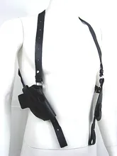 New Tactical Airsoft Paintball Shooting Hunting Armpit Shoulder Thumb break Pistol Holster Leather Mag pouch