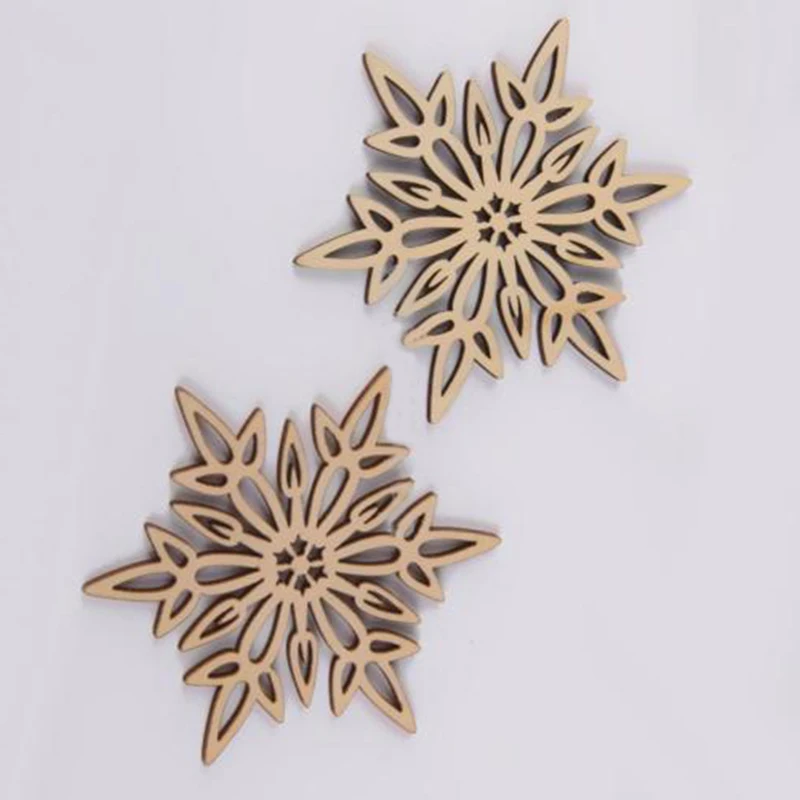 10pcs x Wooden Snowflake Ornaments Christmas Xmas Tree Party Home Hanging Decors