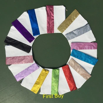 

50pcs/lot hot selling 14 Colors Mixed cheap price big discount Glitter Canvas Cosmetic Glitter bags cotton women clutch bag