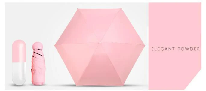 Супер мини Капсула женский зонтик прозрачный Карманный анти-УФ зонтик Ветрозащитный складной милые зонтики компактные дождевые детские зонтики - Цвет: Pink