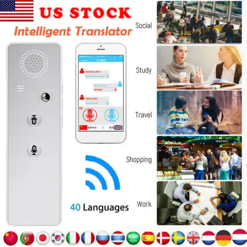BEST QUALITY Translation Kit Intelligent Bluetooth Portable Smart Voice Translator 40Languages Instant Learning