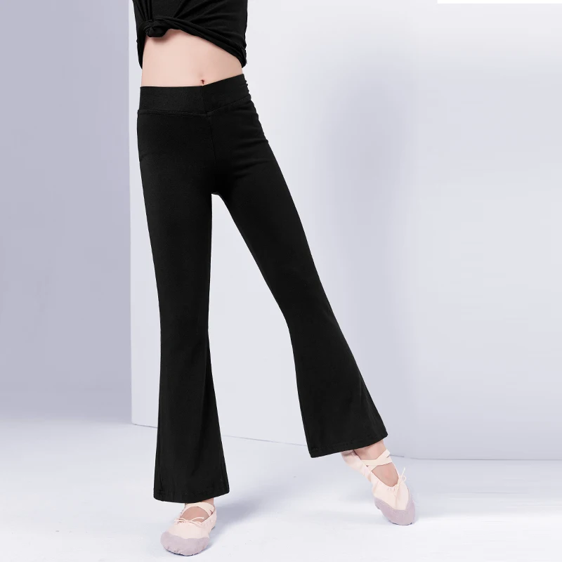 Women Cotton Ballet Trousers Girls Adult High Waist Stretch Bell-bottoms Dance Flare Pants Broad Leg Yoga Sport Ballet Pants