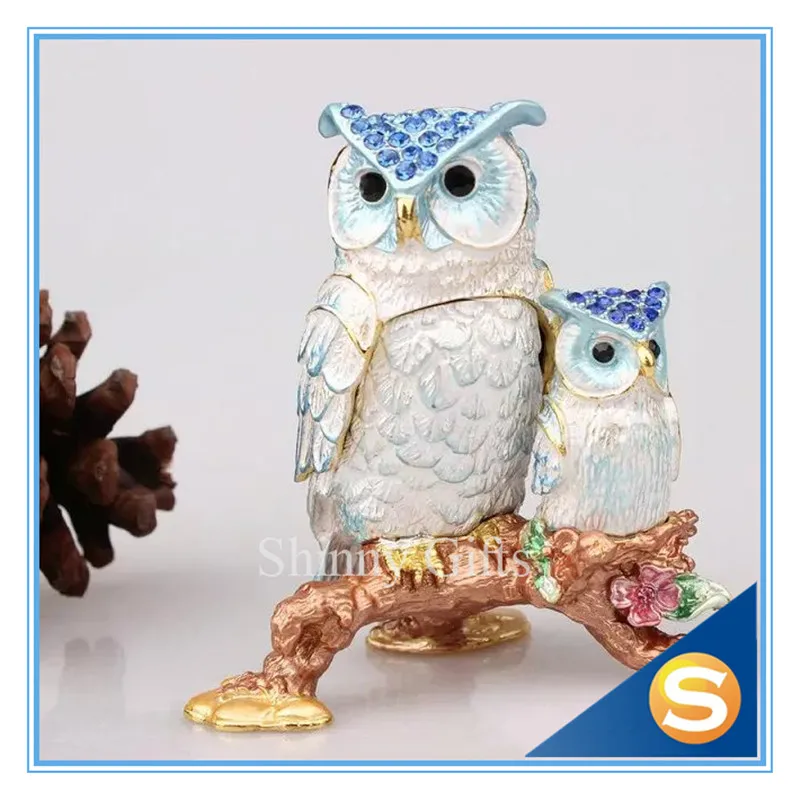 

Pewter Owl Trinket Collectibles Boxes Oriental Vintage Owls Trinket jewelry Box