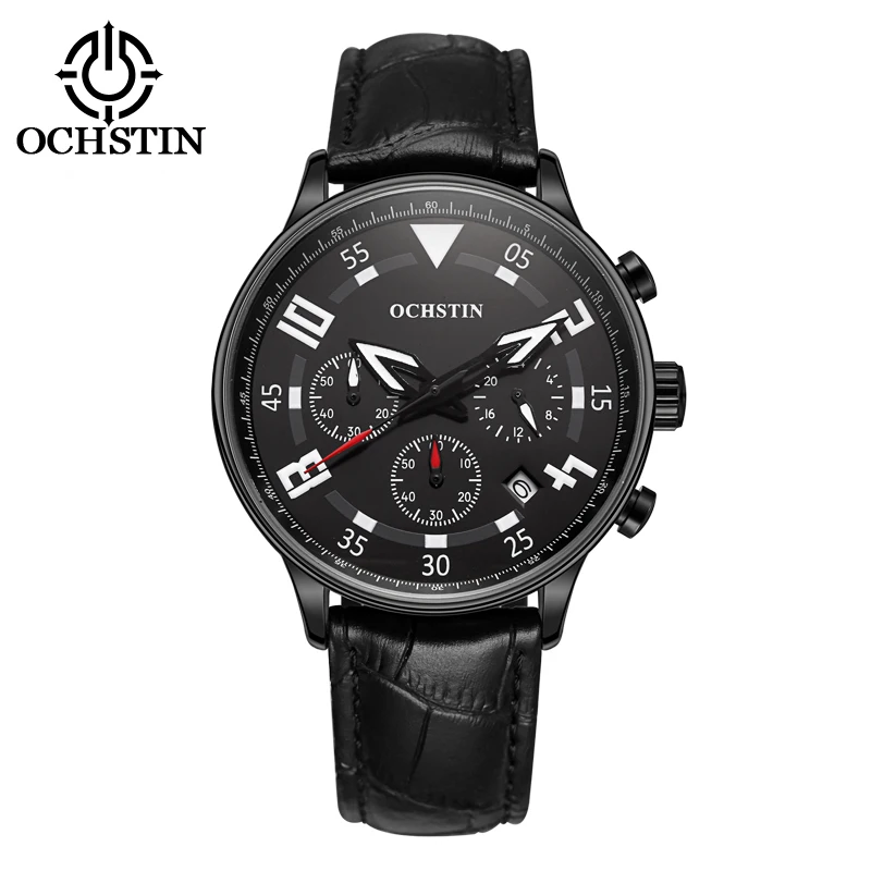 

OCHSTIN Men Watches Top Brand Luxury CHRONOGRAPH Leather Sport Watches Men Clock army Quartz Wrist Watch Male Relogio Masculino