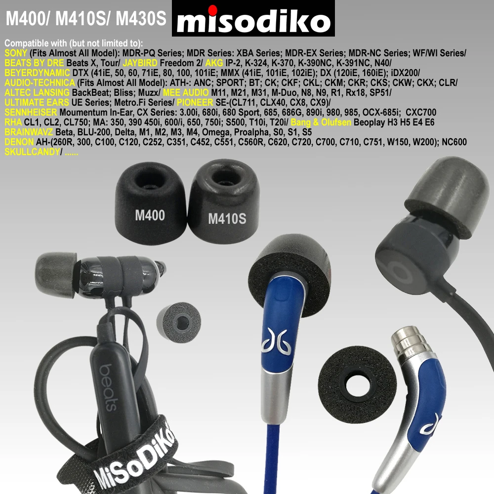 Misodiko M410S наконечники для наушников с эффектом памяти для наушников Sennheiser Momentum In Ear, CX 3,00/Denon AH-W150/B& O Beoplay H3 H5 E4 E6