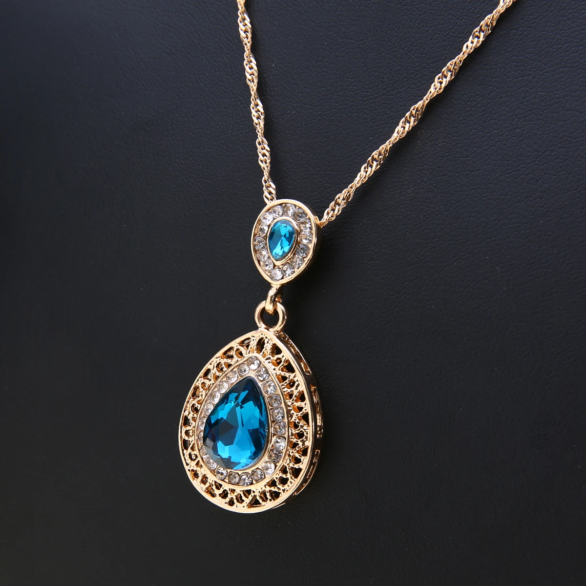 Fashion Wedding Bridal Jewelry Sets Rhinestone Austrian Crystal Jewelry Set Necklace Earrings Pendant Set Vintage Accessories