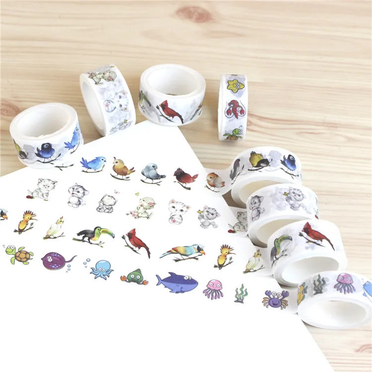 

Cute Cat, bird, fish Animals Masking Washi Tape Decorative Adhesive Tape Decora Diy Scrapbooking Sticker Label Stationery