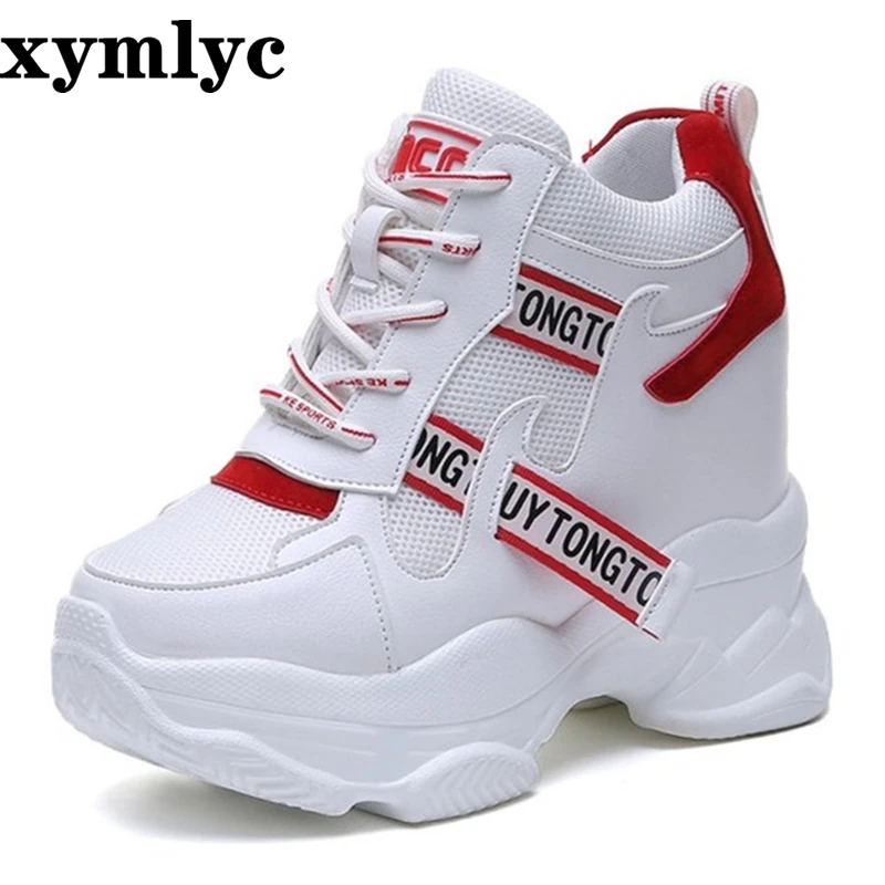 

2019 spring autumn fashion platform shoes with buckle casual sweet sports shoes shallow mouth Femmes Height Increase Shoes White