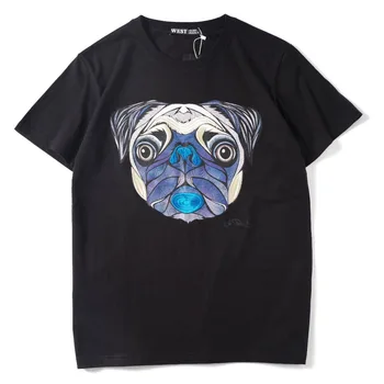 

New Novelty 2019 Men 3D Pug Canis lupus familiaris T Shirts T-Shirt Hip Hop Skateboard Street Cotton T-Shirts Tee Top Kenye #20