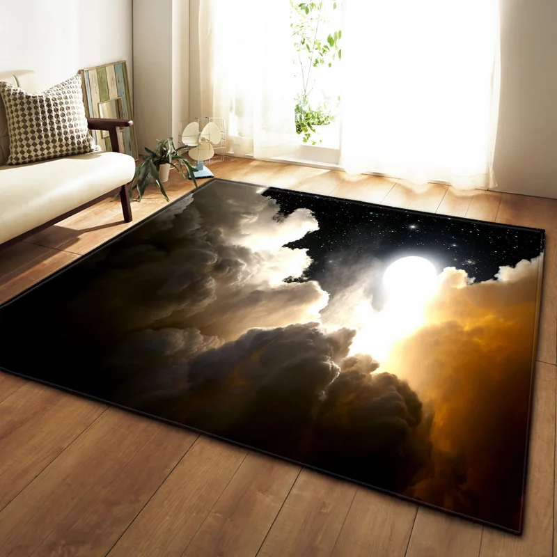 3D Galaxy Space Stars Carpets for Living Room Bedroom Area Rug Parlor Tea Table Decor Mat Soft Flannel Large Size Rug and Carpet