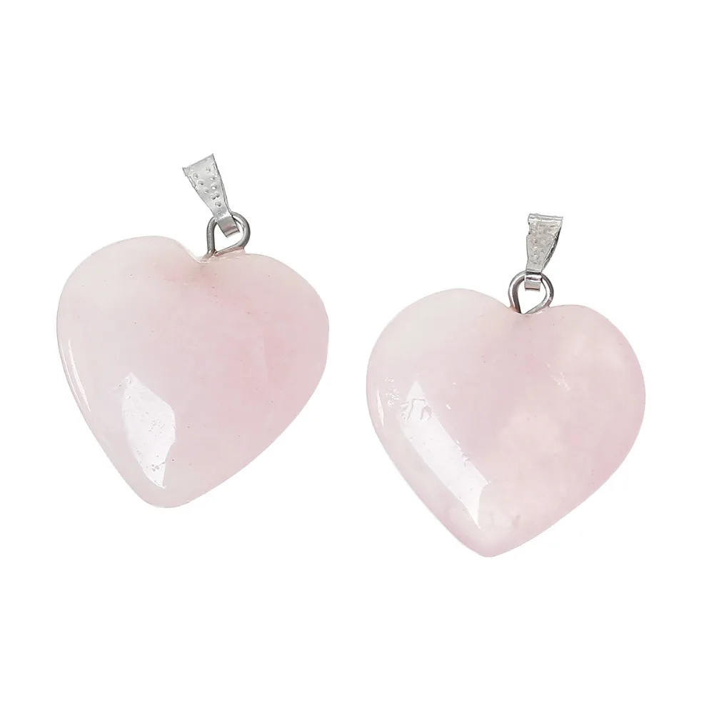 Подвески DoreenBeads розовые кварцевые в форме сердца 27 мм x 21 (1 1/8 &quotx 7/8&quot) 5 шт. для