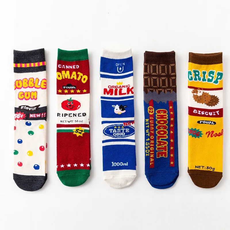

Korean Harajuku Funny Socks Women Spring Autumn Ins Sock Tide Socks Chocolate Milk Stitch Skateboard Sports Socks Streetwear