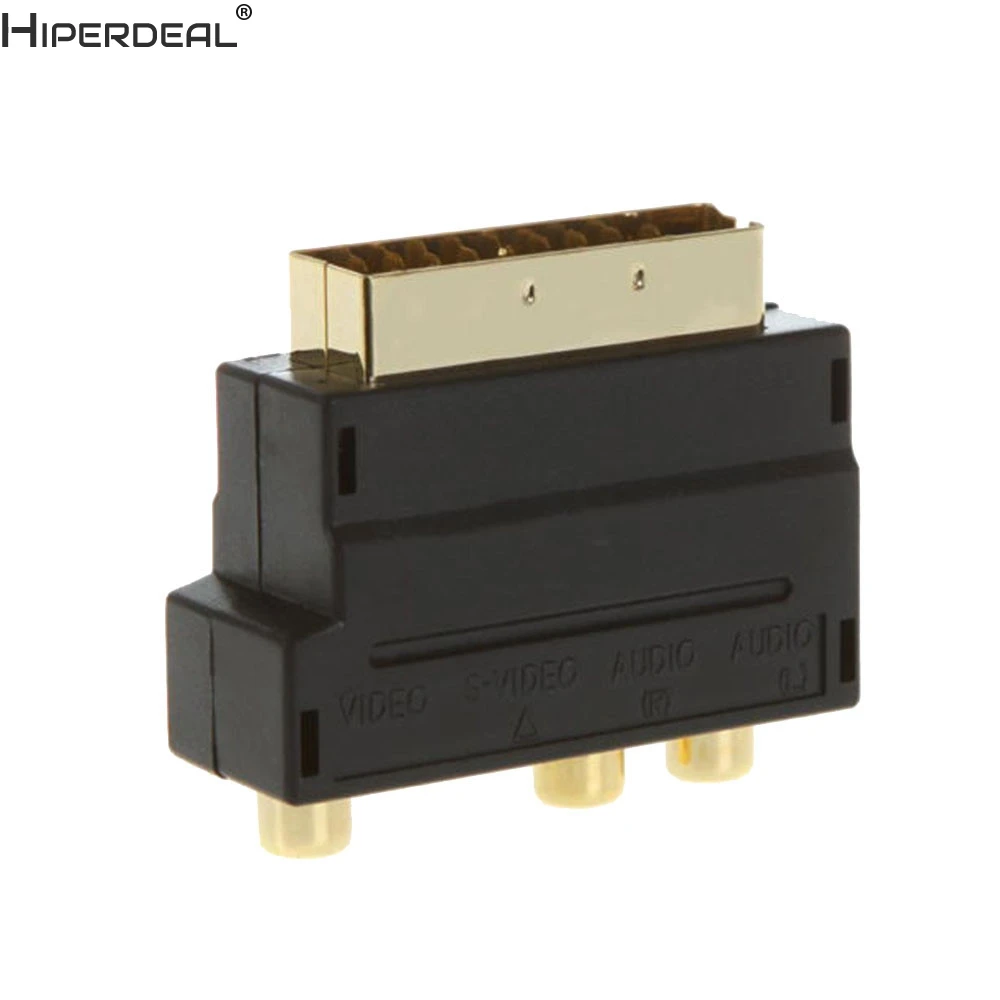 HIPERDEAL SCART адаптер AV блок к 3 Phono композитный или S-Video с In/Out переключатель золото Oct30 HWHW