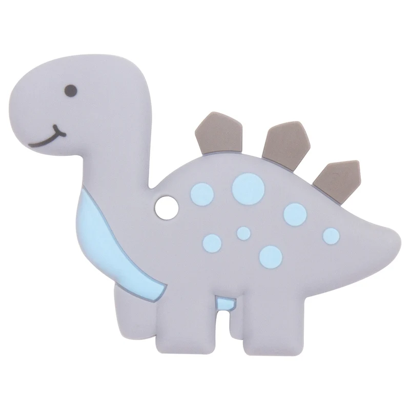 Qshare Baby крошечный стержень Прорезыватель 24 месяца дети эластичный жеватель Платина животные силиконовые игрушки ребенок подарок ко дню рождения для новорожденного ребенка - Цвет: Gray Dinosaur