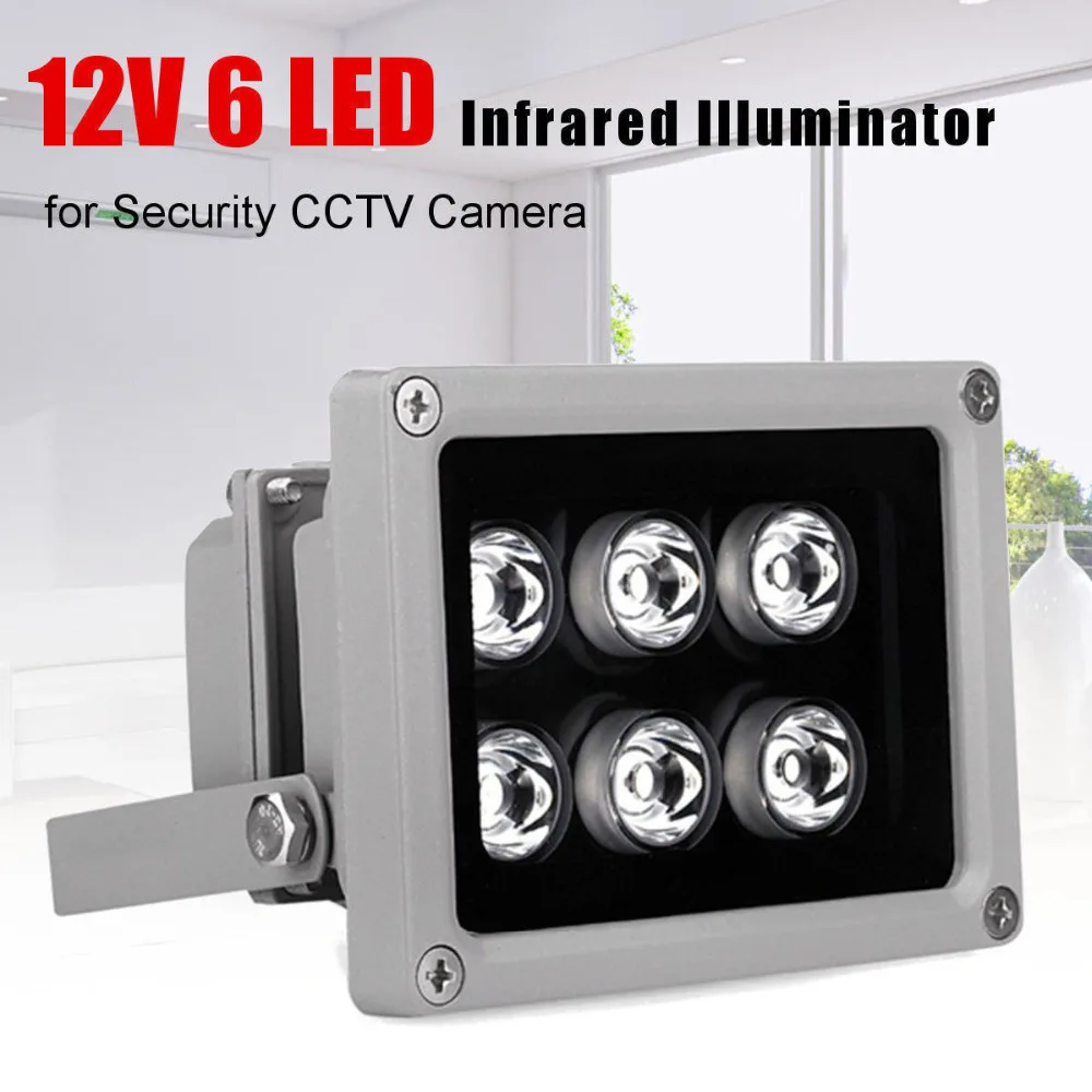 Night Vision Infrared IR Illuminator Lamp 6 LED Security Light For CCTV