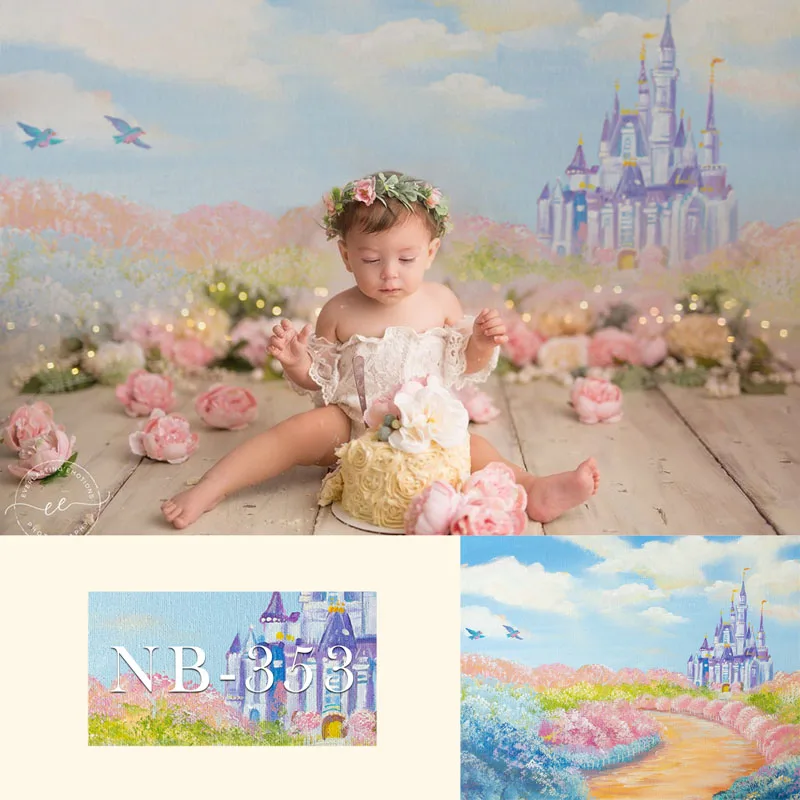 

Colorful Flowers Castle Newborn Backdrop for Photography Baby Shower Birthday Party Background for Children Backdrops Studio