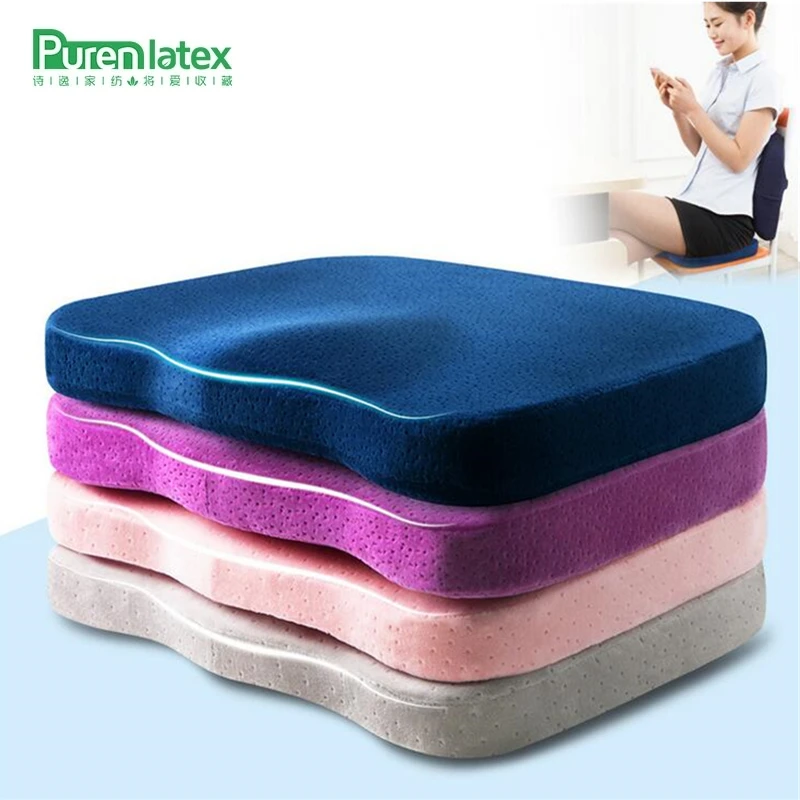 

PurenLatex Memory Foam Chair Cushion Thin Office Car Seat Pad Slow Rebound Hips Pillow Mat For Orthopedic Coccyx Lumbar Cushion