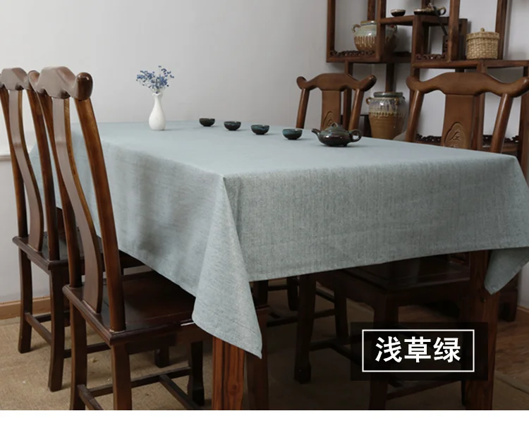 Чайная скатерть для стола и льна дзен Чистого Цвета Большая водонепроницаемая прямоугольная китайская скатерть и флаги Chine - Цвет: qiancao