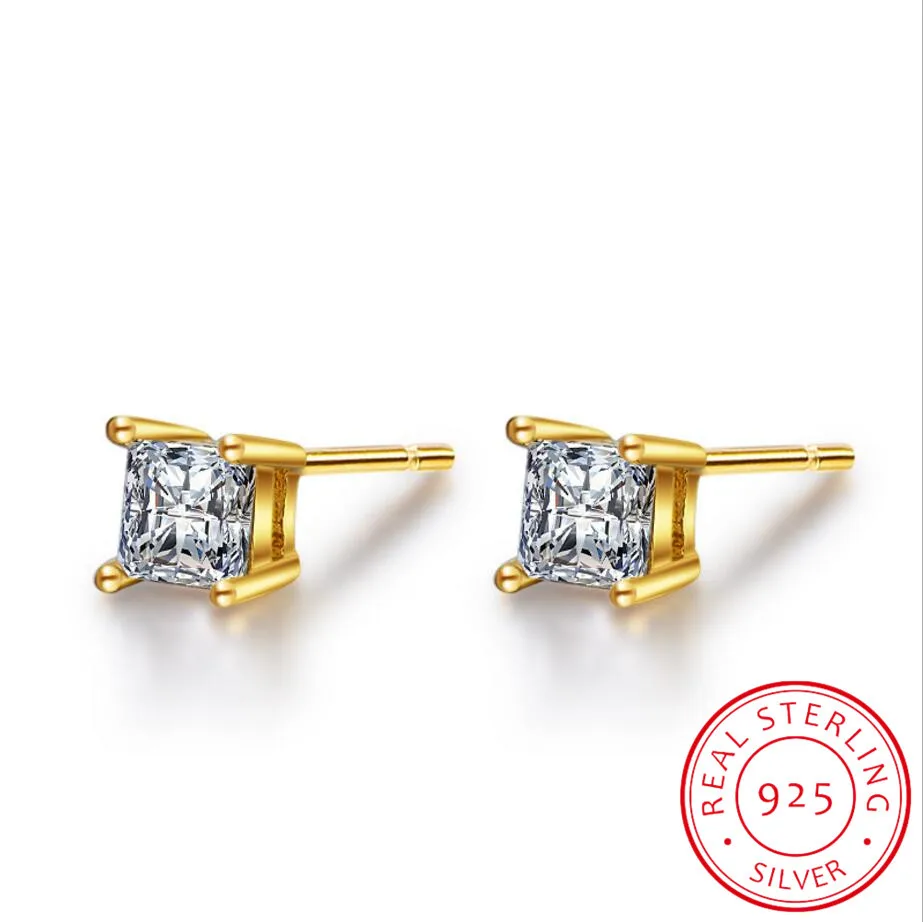 

925 Sterling Sliver Tiny Zirconia Stud Earrings Women Dainty Square Small Stud Earrings Cute Mini Minimalist Earrings Girls