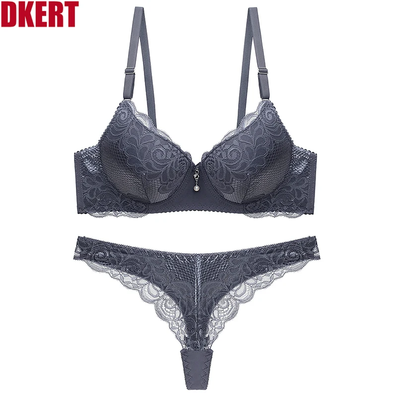 

DKERT Sexy Women BC Cup Bra Thong Set Push Up Lace Underwear Sets Femme Lingerie Bra Pantie