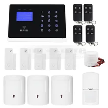 APP Controlado DIYSECUR Conexiones Inalámbricas y Cableadas Zonas de Defensa GSM Marcado Automático Seguridad Para El Hogar Sistema de Alarma + Admite Mascotas PIR + RFID