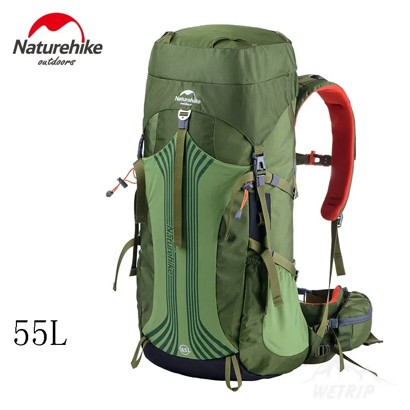 NatureHike сумка для походов на открытом воздухе 65л 55Л для мужчин и женщин, походный рюкзак для альпинизма, CR подвеска, спортивные сумки, большой водонепроницаемый рюкзак - Цвет: green 55L