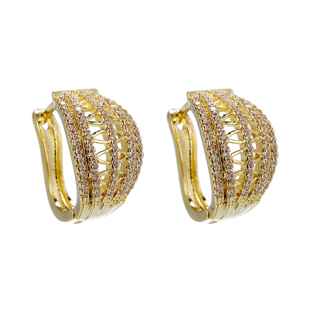 

New Bohemian AAA Cubic Zirconia Drop Earrings For Women Luxury Geometric Drop Dangle Earring Party Golden white gold Gifts2019