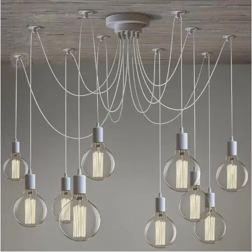 Us 37 47 Modern White Black Lustre Chandeliers 6 16 Arms Retro Adjustable Edison Bulb Lamp E27 Art Spider Ceiling Luminaire Fixture In Pendant