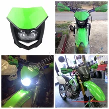 Papanda Зеленый 12 В внедорожные фары фара ENDURO Байк мотокросс для Kawasaki KX KLX KLR KLE ZZR KDX 110 250