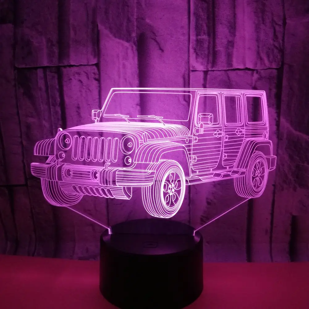 Крутой Джип автомобиль форма многоцветная настольная лампа 3D светодиодный USB