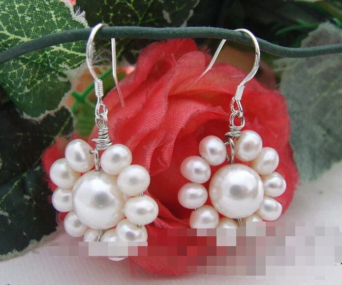 

free shipping 00223 White Pearl&Sea Shell Pearl Earrings