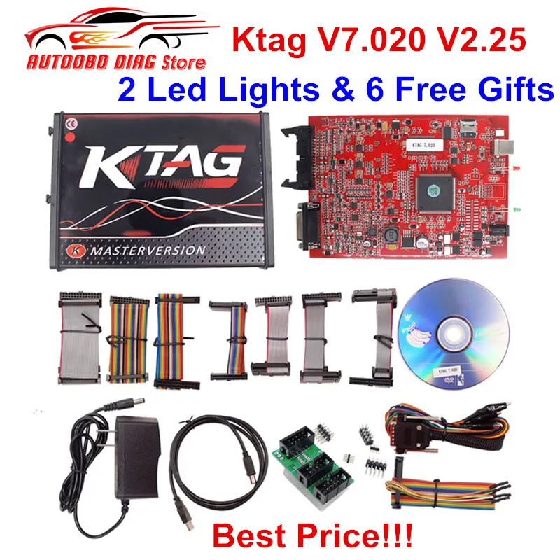 Самая низкая цена Ktag V7.020 V2.25 ECU программист K tag 2 Led свет 7 020 онлайн мастер с