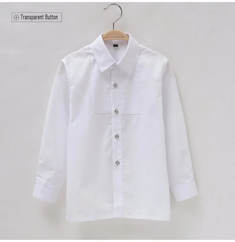

High Quality Boys Long Sleeve Shirt Boys Kids White Children Cotton Drape Suit Accessories for Wedding Party Gentleman Clothes