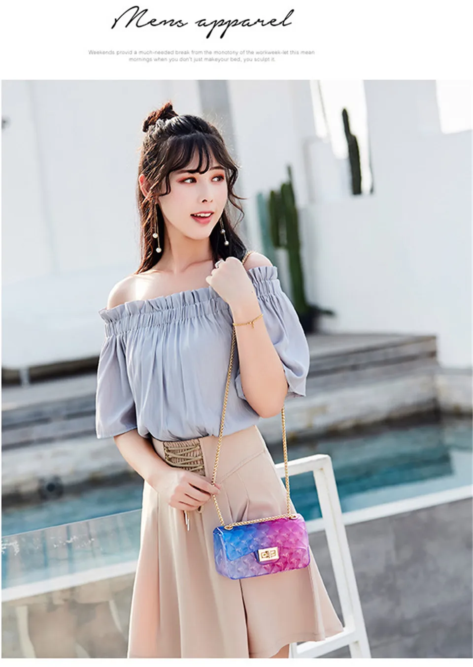 Moda colorido pvc saco das mulheres de