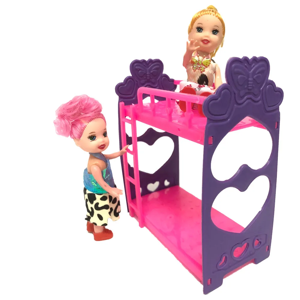 NK One Set Doll Accessories Super Cute Platic Bunk Bed Play House Toys Mini Doll House For Barbie Doll Kelly Doll Baby Toys DZ NK One Set Doll Accessories Super Cute Platic Bunk Bed Play House Toys Mini Doll House For Barbie Doll Kelly Doll Baby Toys DZ