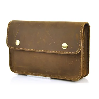 

Men Genuine Real Leather Fanny Belt Loop Bag Cellphone Mobile Case Waist Pack Casual Classic Bags Vintage Retro Practical Pouch