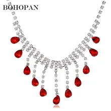 Multicolor Gem Necklace Women Water Drop Shape Crystal Stones Fashion Wedding Jewelry Chocker Necklace Bride collares femme 2018 Multicolor Gem Necklace Women Water Drop Shape Crystal Stones Fashion Wedding Jewelry Chocker Necklace Bride collares femme 2018