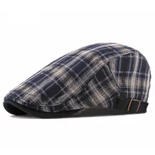 Summer Fashion Plaid Newsboy Caps Men Cotton Flat Peaked Cap Women Painter Beret Hats 07