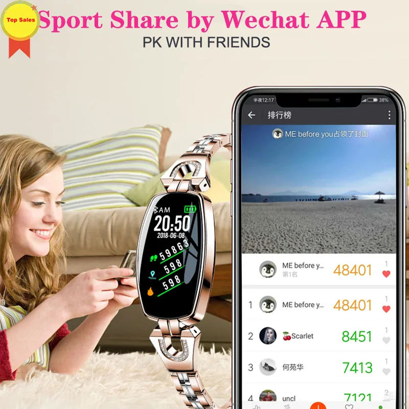  2019 Women Lady Fashion Smart Wristband Heart Rate Blood Pressure Girl Smart Bracelet Fitness Track - 32993966649