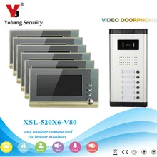 YobangSecurity Villa Apartment Eye Door bell 7″TFT LCD Color Video Door Phone Doorbell Intercom System 1 Camera 6 Monitor