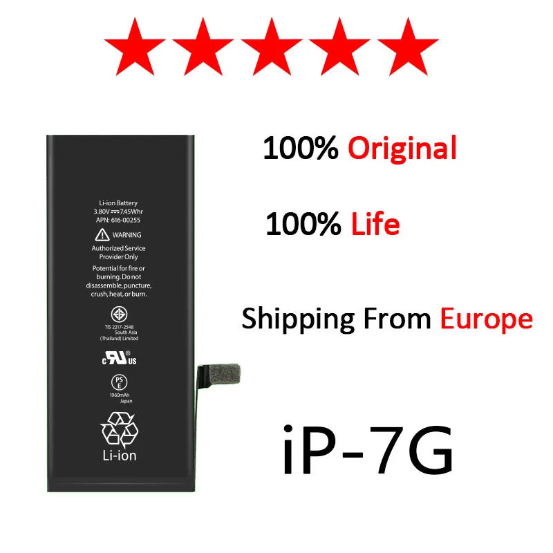 

10pcs/lot Zosol AAAAA Quality Original Lithium Battery For iPhone 7 7G Genuine Replacement Batteries Internal Phone Bateria