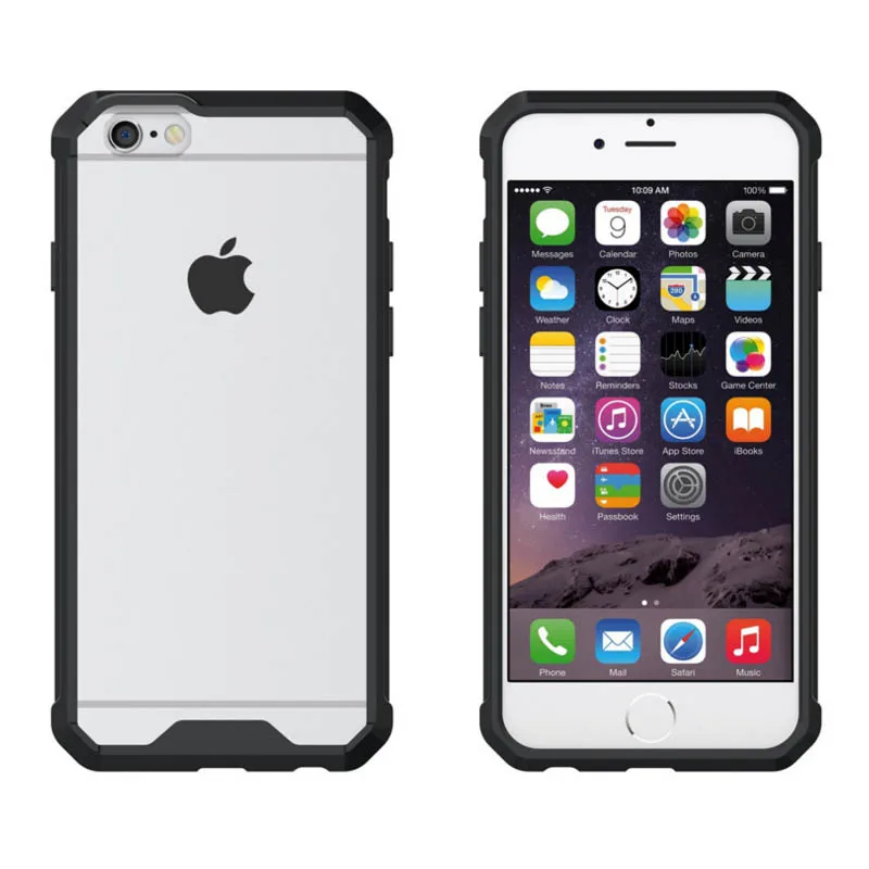 

Anti-Shockproof Armor Case For Iphone 6 Dual SIM Clear Back Panel Cover+TPU Crystal Protection Case For Iphone 6 Standard Case